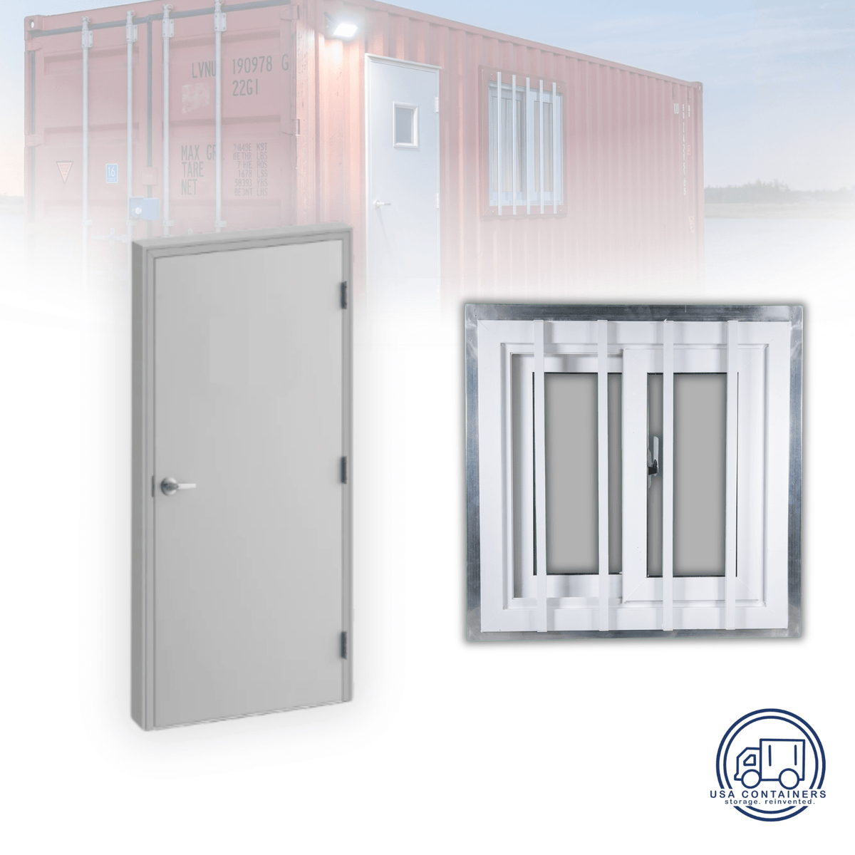 Container Conversion Kit - Weld-In Man Door + Sliding Security Window - USA Containers
