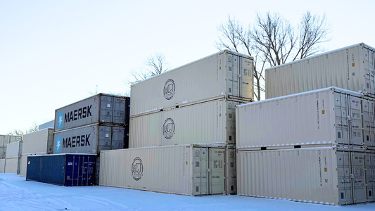 shipping containers with USA Containers logo