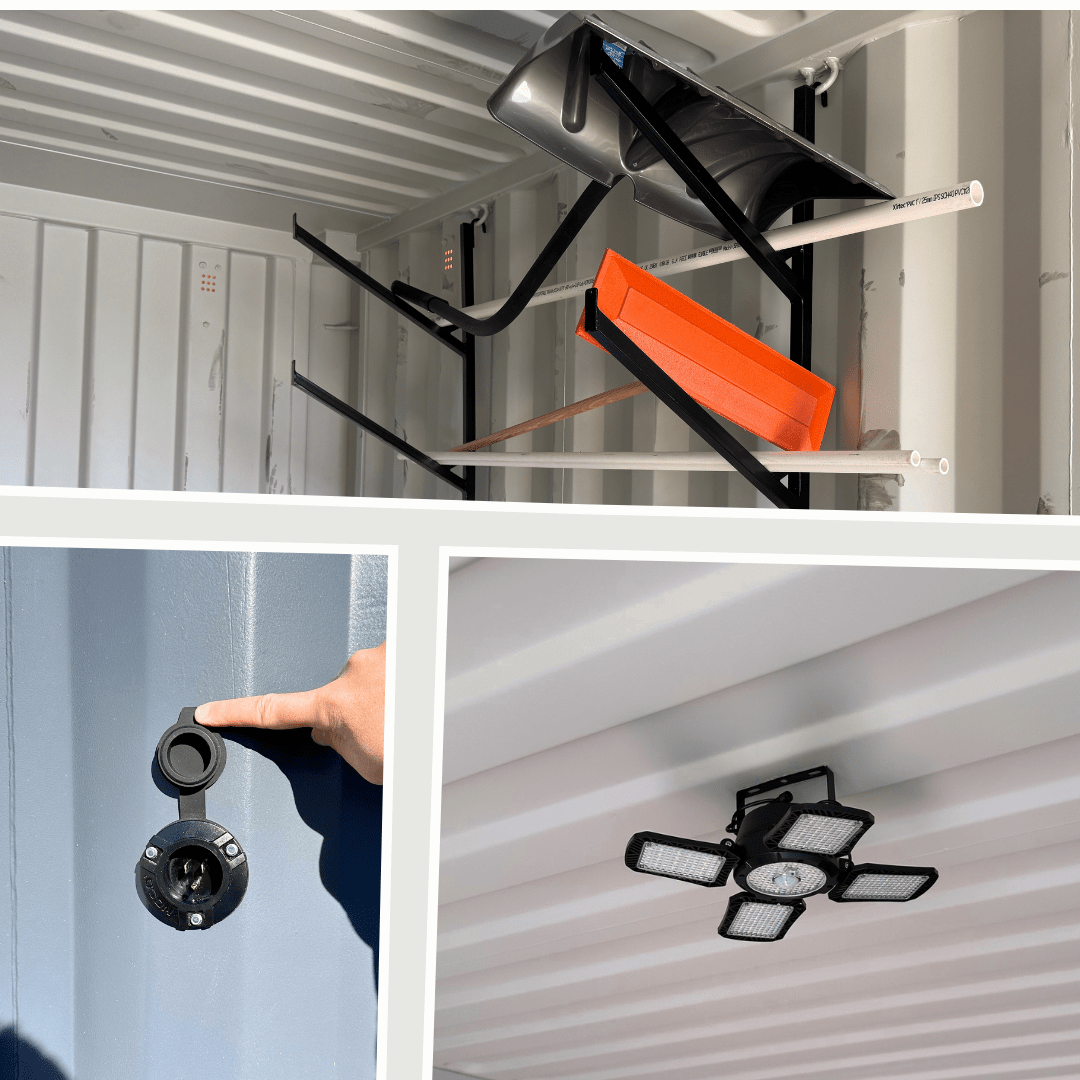 Power & Utility Starter Pack - Shelving + Lighting + Power - USA Containers