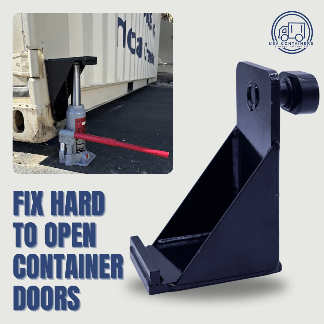 Steel container leveler booster bracket that slides into the corner casting to lift and level the container