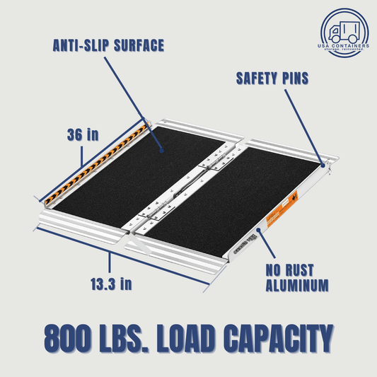 Shipping Container Loading Ramp - Anti - slip Surface (Foldable) Multiple Sizes - USA Containers