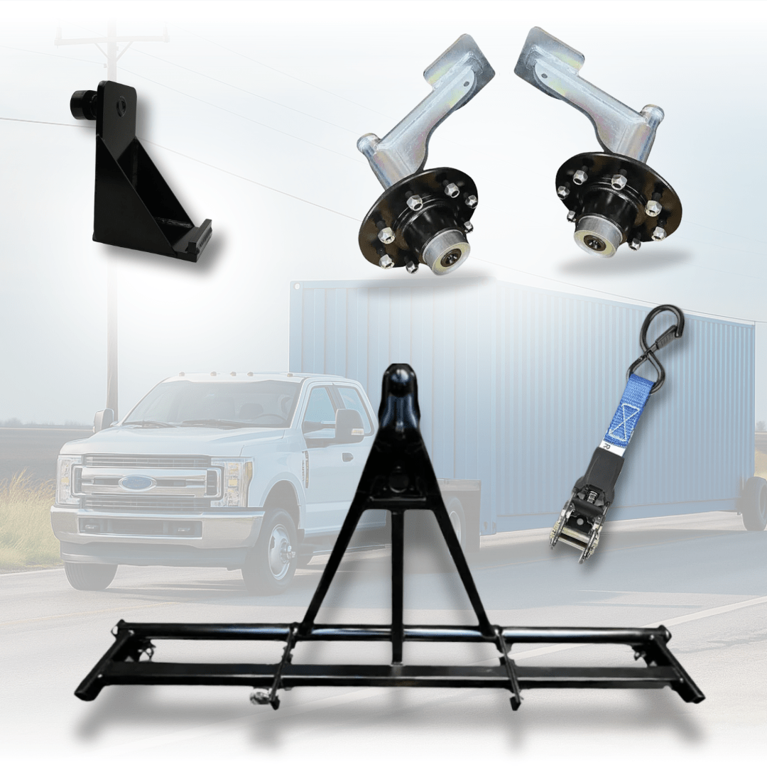 Shipping Container Mobility Bundle – Wheel Hub, Hitch & Strap Kit - USA Containers
