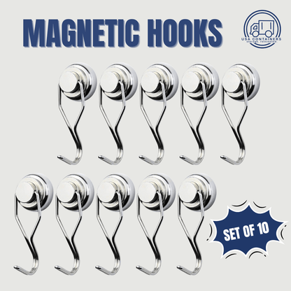Shipping Container Magnetic Hooks For Hanging / Organizing - 10 pack - USA Containers