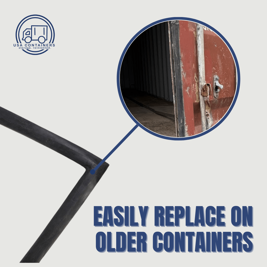 Close-up of shipping container door gasket with 90-degree angle for highcube and standard containers replacement.