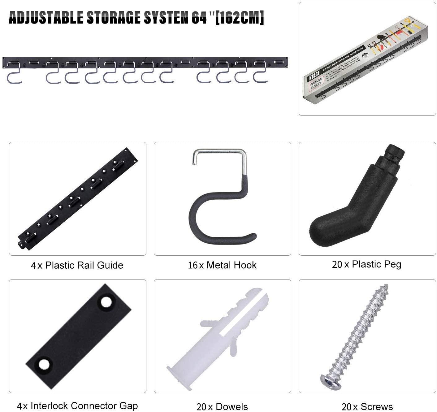 Shipping Container Heavy Duty Tools Hanger with 4 Rails 16 Hooks - USA Containers