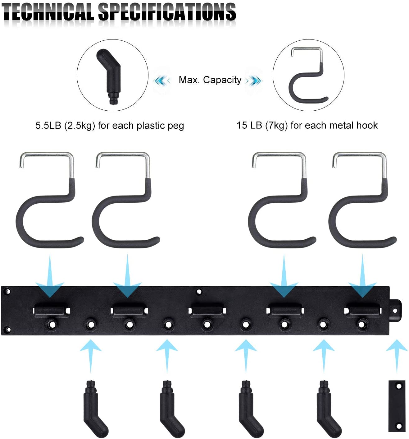 Shipping Container Heavy Duty Tools Hanger with 4 Rails 16 Hooks - USA Containers