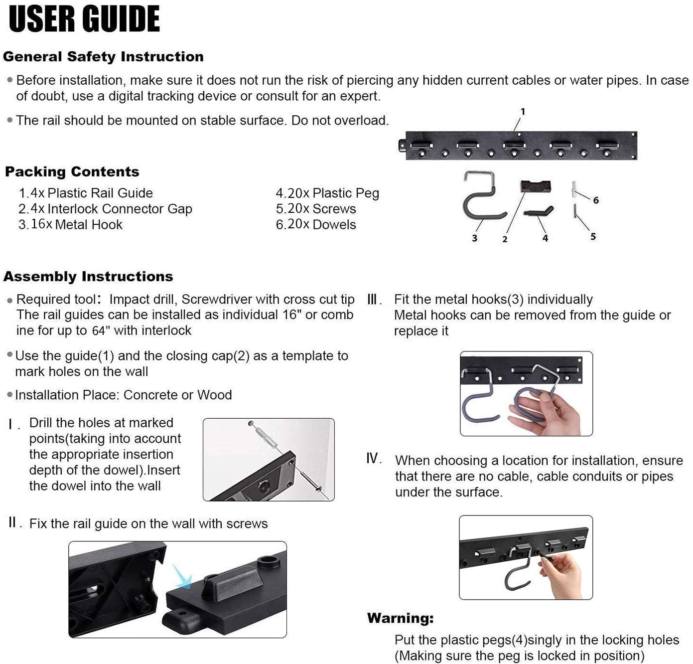 Shipping Container Heavy Duty Tools Hanger with 4 Rails 16 Hooks - USA Containers