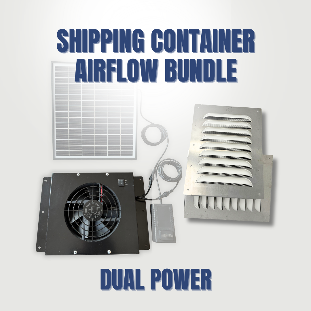 Shipping Container Ventilation Kit: Louvered Intake Vents + Powered Exhaust Fan