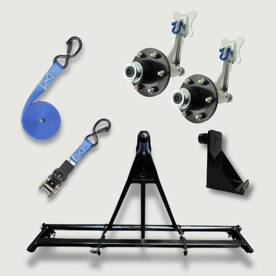 Shipping Container Mobility Bundle – Wheel Hub, Hitch & Strap Kit