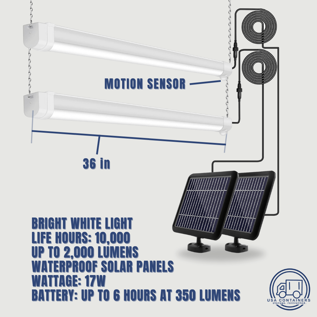 Solar Powered Interior Workshop Lights (2 pack) - USA Containers