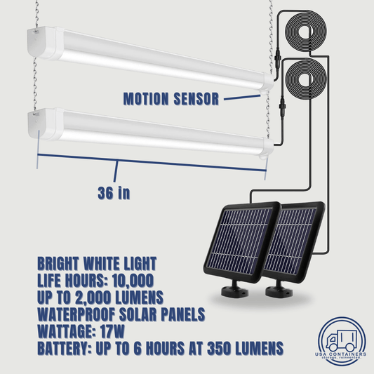 Solar Powered Interior Workshop Lights (2 pack) - USA Containers