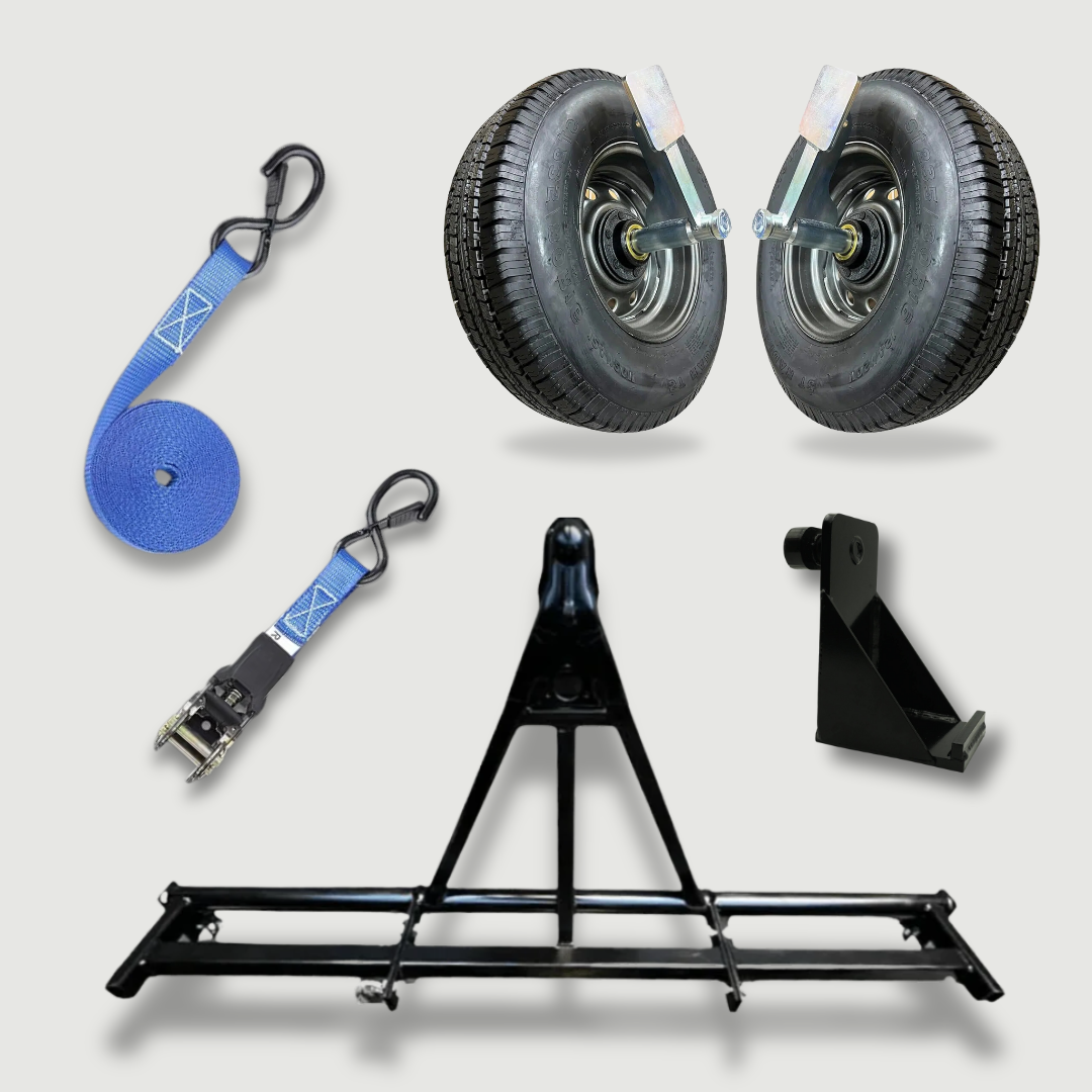 Shipping Container Mobility Bundle – Wheel Hub, Hitch & Strap Kit