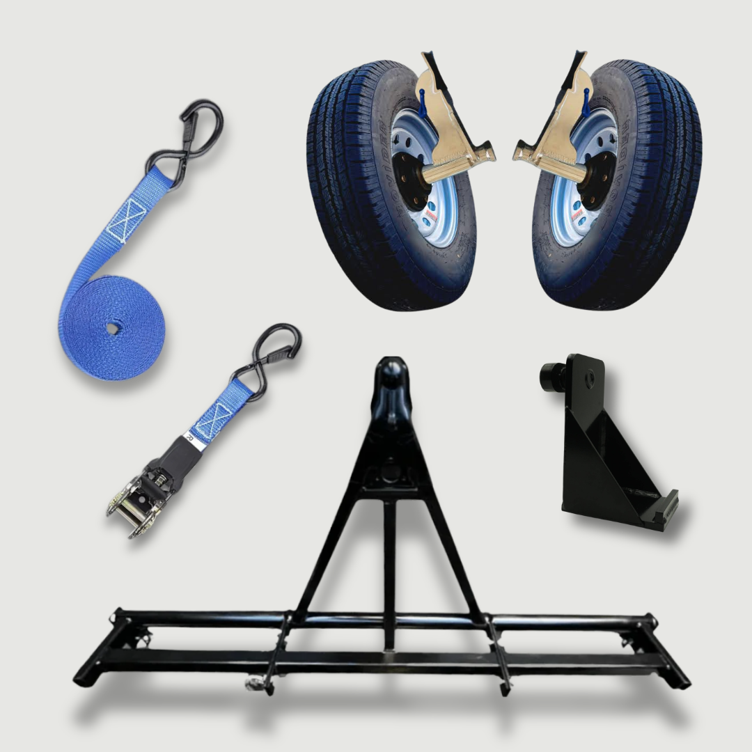 Shipping Container Mobility Bundle – Wheel Hub, Hitch & Strap Kit