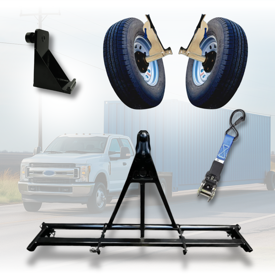Shipping Container Mobility Bundle – Wheel Hub, Hitch & Strap Kit