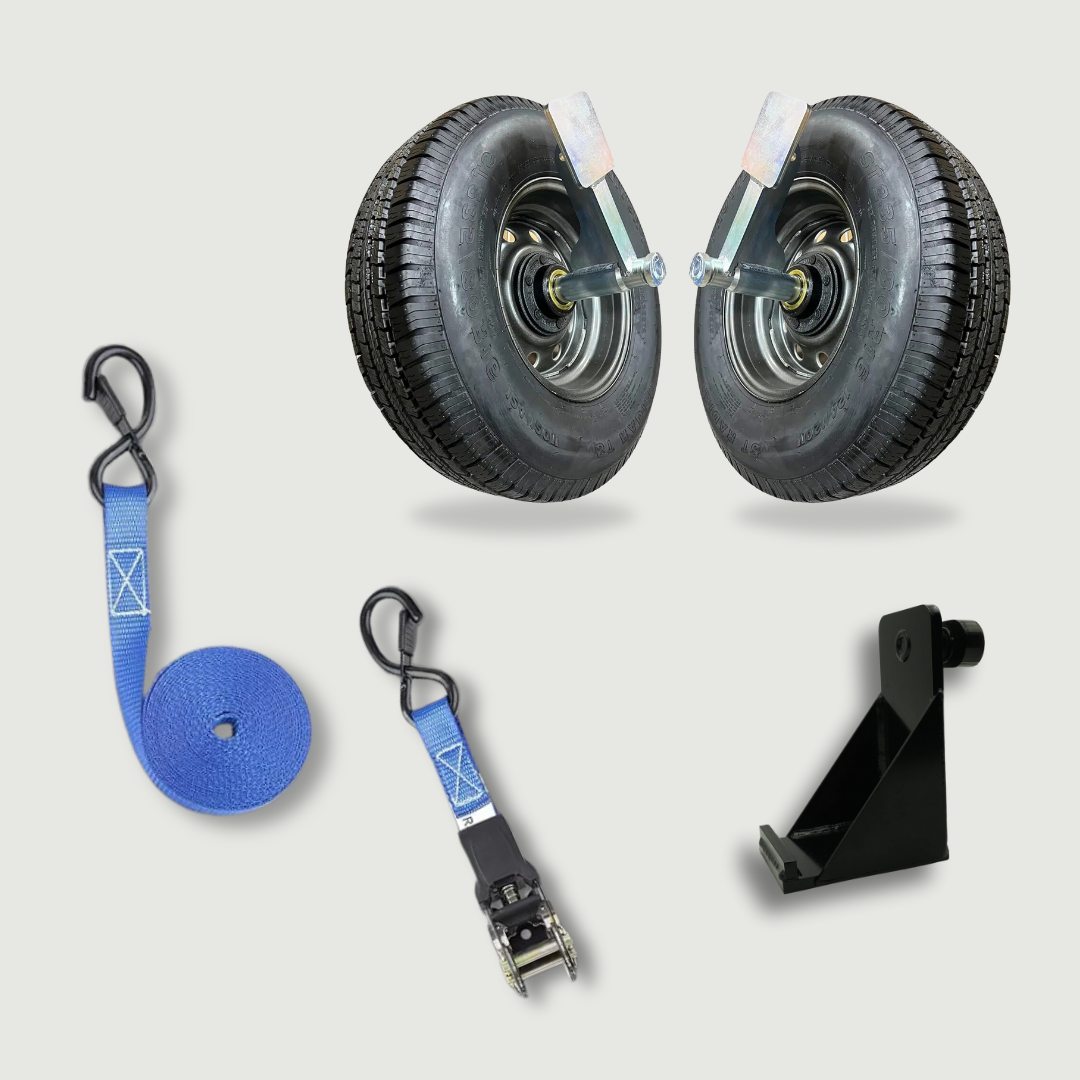 Shipping Container Wheel Kit Bundle –  Wheel Hubs + Straps + Bracket