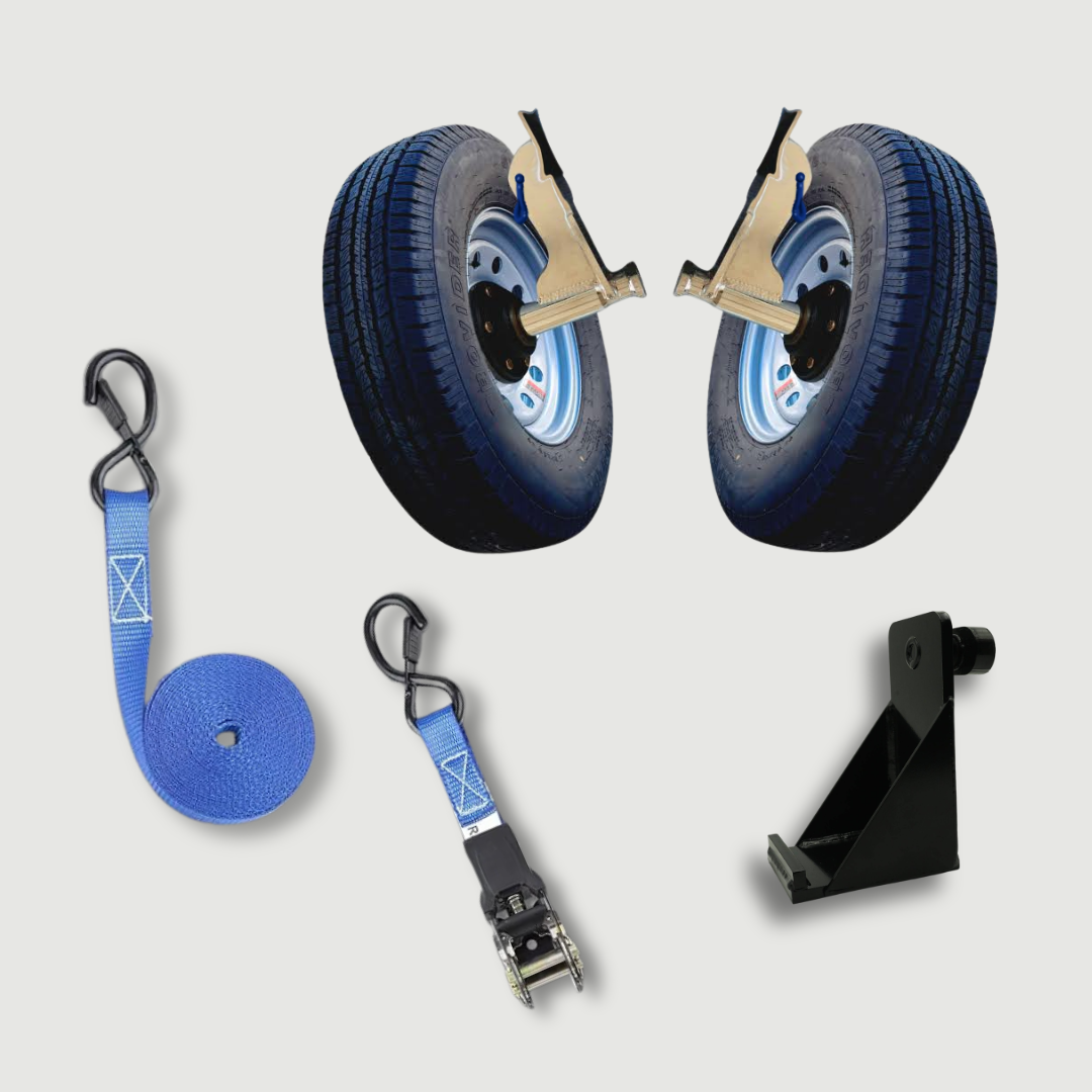 Shipping Container Wheel Kit Bundle –  Wheel Hubs + Straps + Bracket
