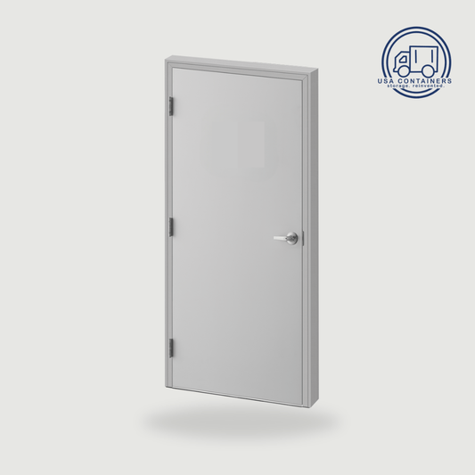 Steel shipping container man door kit with pre-assembled weld-in frame for personnel access