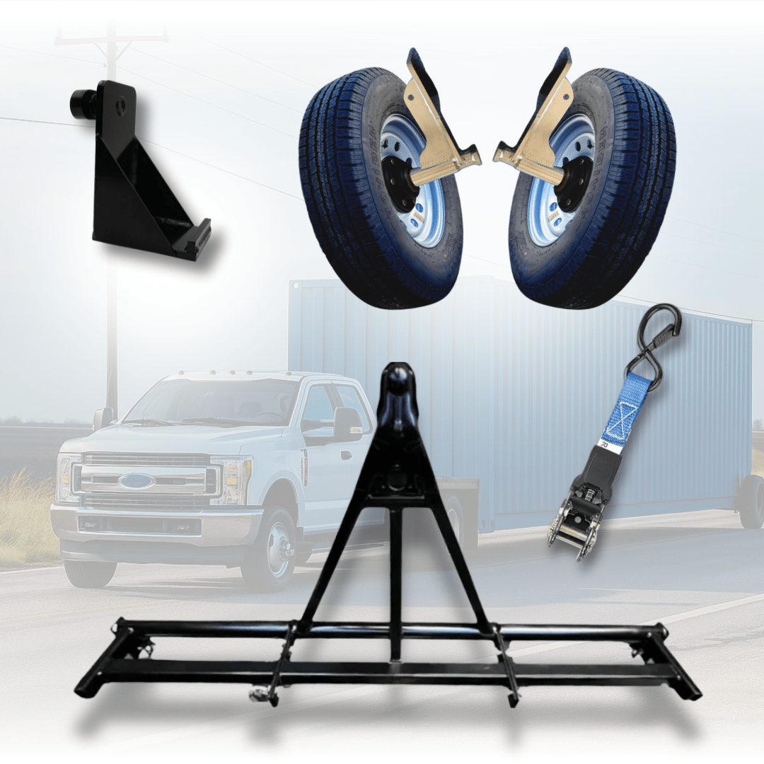 Shipping Container Mobility Bundle – Wheel Hub, Hitch & Strap Kit - USA Containers