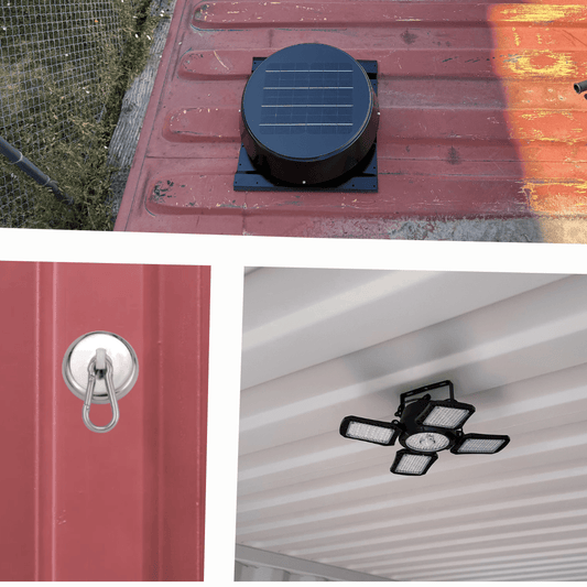 Ventilation & Comfort Combo - Solar Vent + Magnetic Hooks + Light - USA Containers