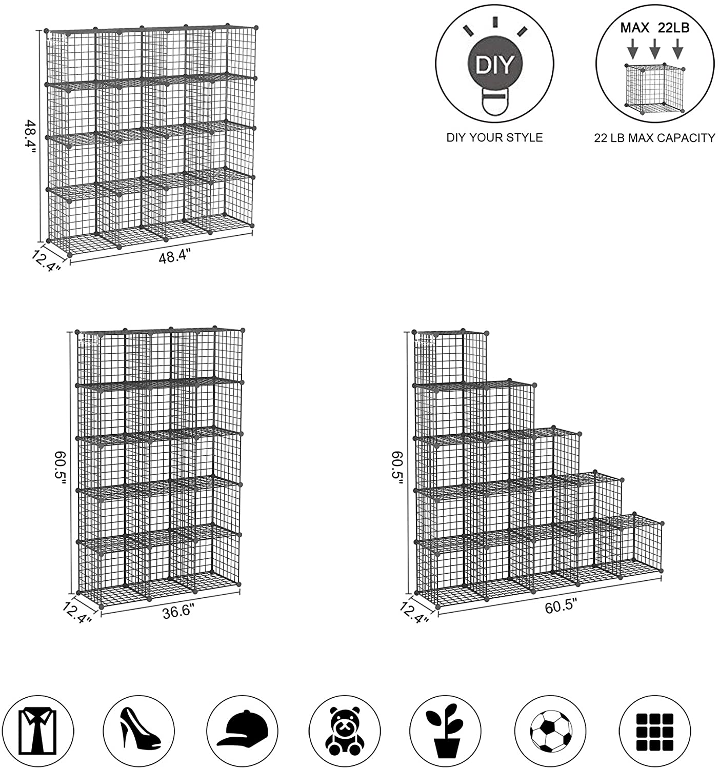 Shipping Container Heavy Duty Tools Hanger With 4 Rails 16 Hooks